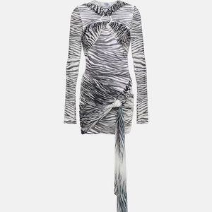 NWT The Attico Fran Zebra-print Tulle Minidress 🦓 US Women’s size 10/ Italy 46